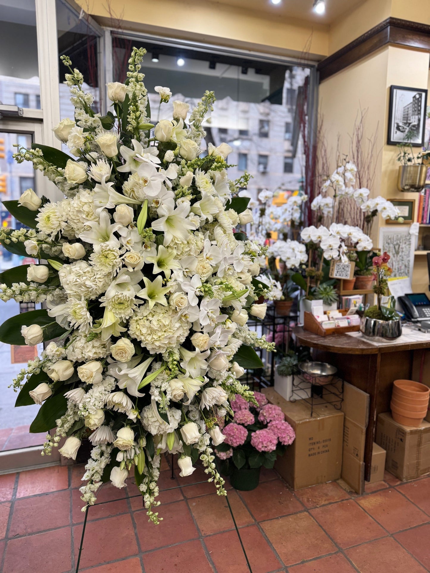 White sympathy arrangement — Jerome Florists NYC
