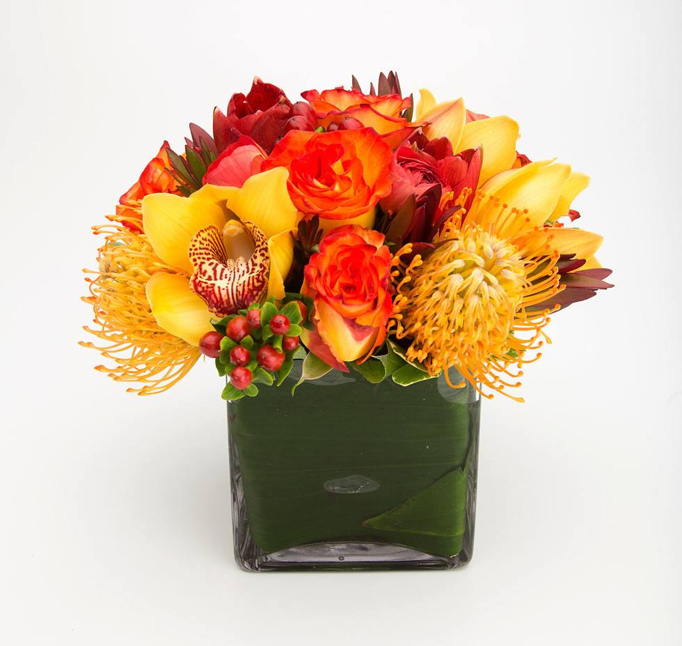 Exuberance - A Delightful Floral Cube Arrangement